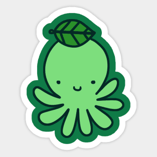 Green Leaf Octopus Sticker